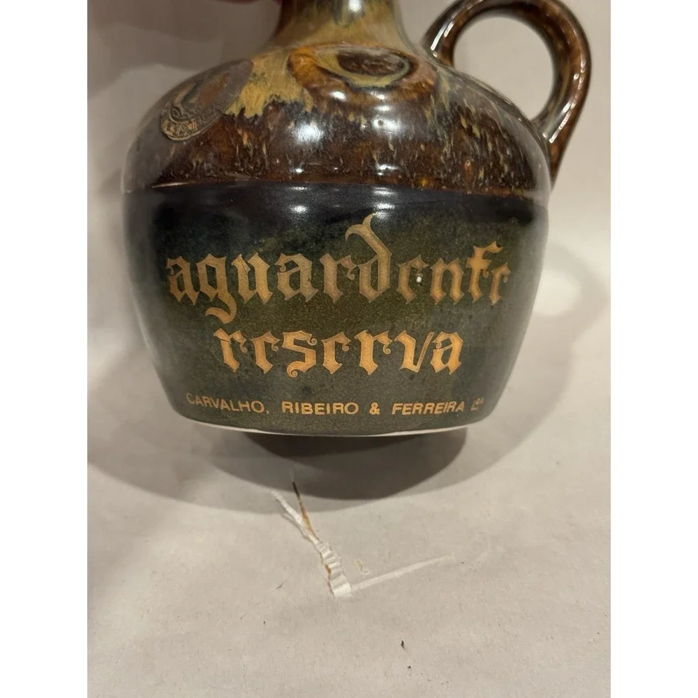 Vintage Ceramic Brandy Bottle Aguardente Reserva by Carvalho, Ribeiro & Ferreira